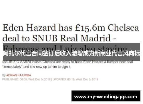 阿扎尔代言合同签订后收入激增成为新商业代言风向标