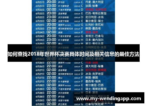 如何查找2018年世界杯决赛具体时间及相关信息的最佳方法 如何查找2018年世界杯决赛具体时间及相关信息的最佳方法
