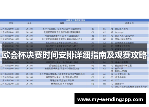 欧会杯决赛时间安排详细指南及观赛攻略 欧会杯决赛时间安排详细指南及观赛攻略